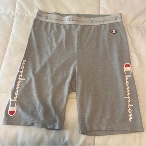 Women’s Champion High Waisted Grey Black and Red Biker Shorts